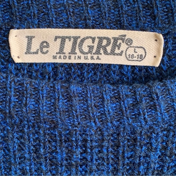 Vintage Crewneck Black Blue 90s Crew Sweater Le Tigre Made in USA - Picture 3 of 4